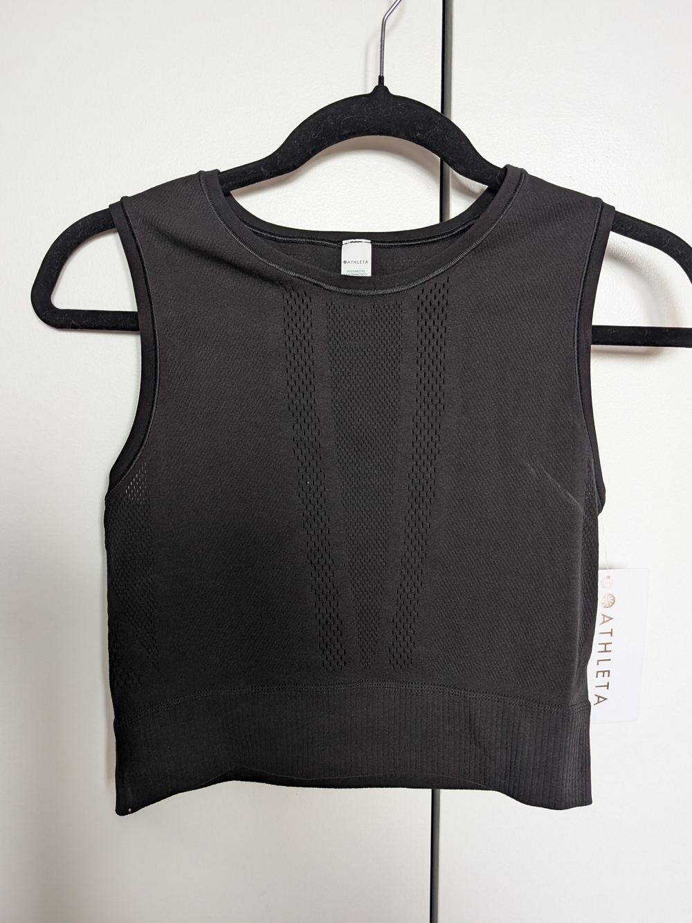 Athleta Mudra Crop Tank Black Seamless Ribbed Size L/Xl
